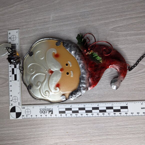 Iridescent Metal & Glass Hanging Santa Decoration 20" Long Christmas Red & White - Picture 8 of 8